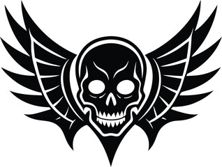 tattoo skull wings banner vector silhouette 