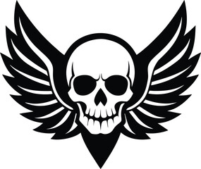 tattoo skull wings banner vector silhouette 