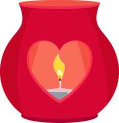 Romantic heart lantern for aroma candle cartoon icon