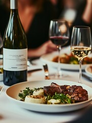 High-Class Fine Dining Restaurant: Elegant Ambiance, Gourmet Cuisine, and Luxurious Table Settings for Unforgettable Culinary Experiences