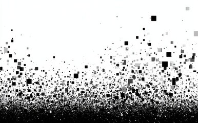 Obraz premium Pixel Art Composition of Black and White Squares Creating a Grayscale Effect on a White Background