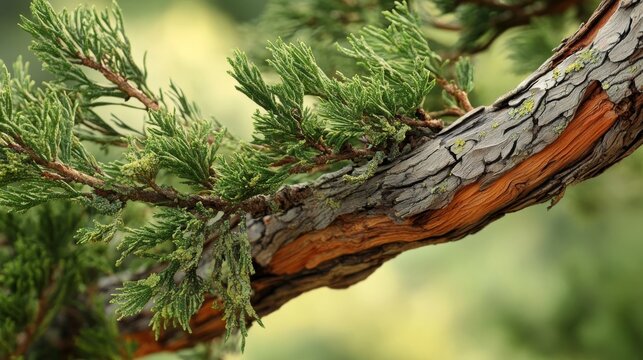 Incense cedar tree Calocedrus decurrens branch.