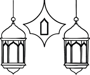 Islamic Eid lanterns silhouette vector illustration .