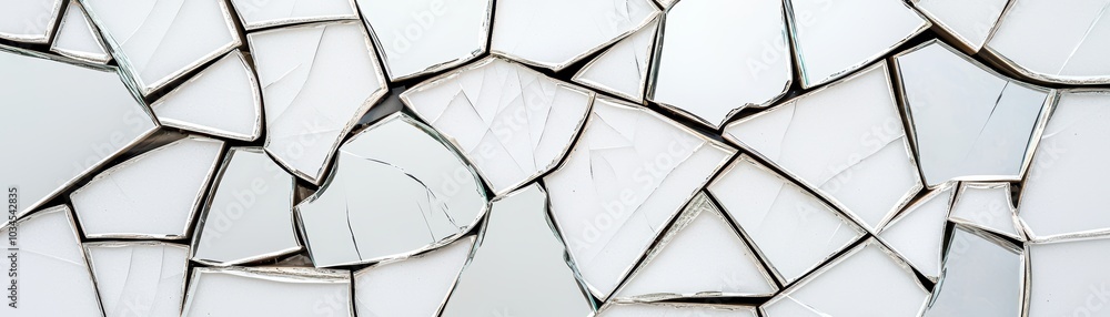 Aufkleber broken white tiles arranged in a mosaic pattern on a flat surface.