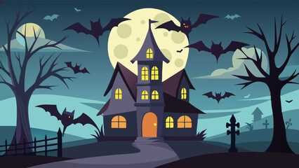halloween scene with castle