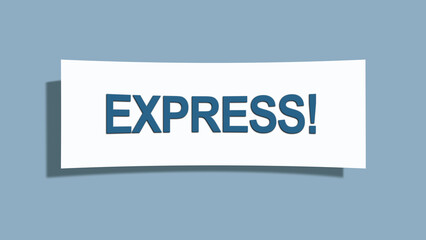 Express. A card isolated on blue background.