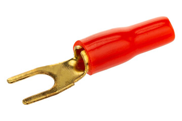 Gold Fork Terminal with Red Insulated Handle