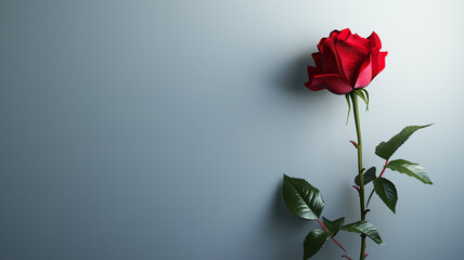 Obraz premium Red Rose on Minimalist Background with Copy Space