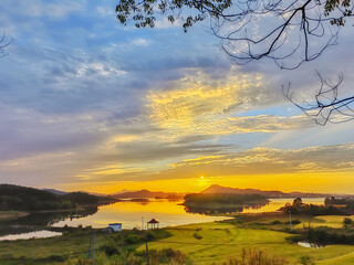 Serene Morning Glow Over the Lake