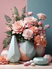 bouquet of roses and a gift