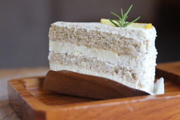 Earl Grey Lemon Cake on Wooden Tray