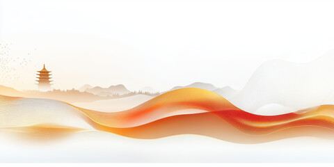 Obraz premium Simple golden lines silhouettes of the city 