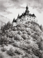 Art & Illustration of castle on hill