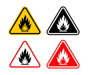 Danger Flammable Liquid Warning Sign with Blazing Fire Icon. Editable and Scalable Vector EPS File, Isolated on White Background, Easy to Print Graphic Design Element