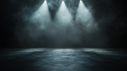 Dramatic Spotlight on Empty Stage with Smoke Effect