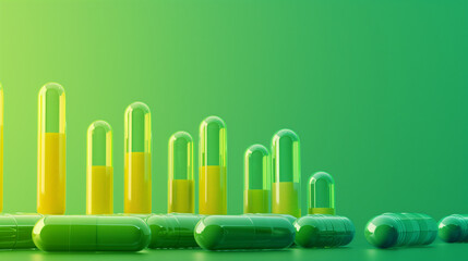 Bar charts made from capsules representing pharmaceutical stocks