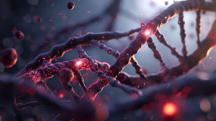 DNA helix entwined with shapes for rare disease drug focus