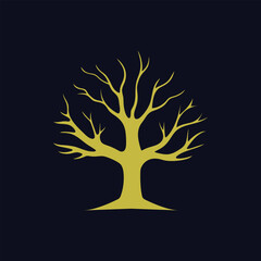 Dead Dry Tree luxury logo Icon, Bare Leafless Tree in Winter, bare branches with no leaves silhouette Vector