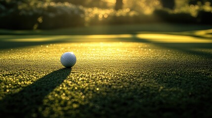Golf Ball on Green During Sunrise Light
