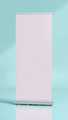 Advertising Stand Banner empty rollup poster mockup template, Luxury modern city.
