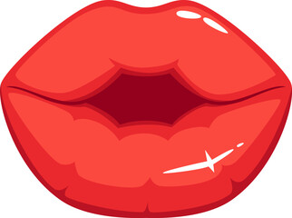 Kissing mouth cartoon icon. Beauty red makeup