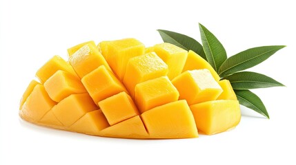 Fresh Mango Slices on a White Background