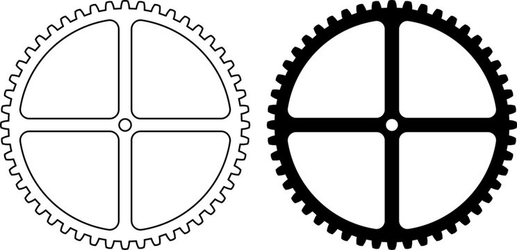 outline silhouette flywheel icon set