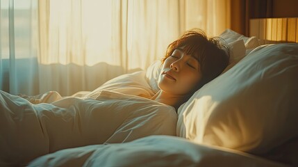 Serene Woman Sleeping in Soft Morning Light