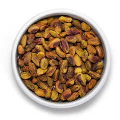 Pistachio nuts in round container