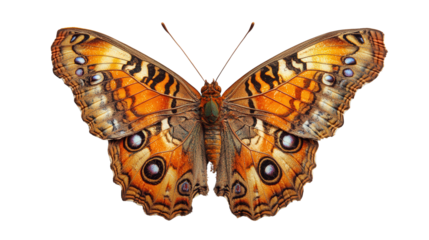 Butterfly with vibrant orange wings, transparent background