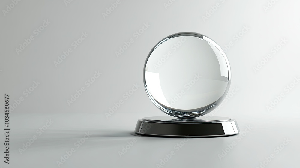 Poster glass sphere on display with reflective base