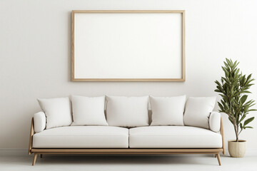 Mock up frame on the wall in a modern luxury minimalist living room