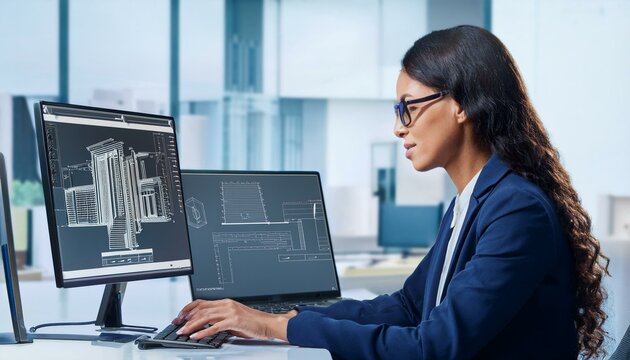 Engineer Doing 3D CAD Model Design On Computer