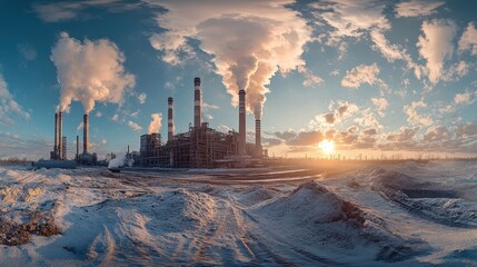 Industrial Area with Smoke Pollution