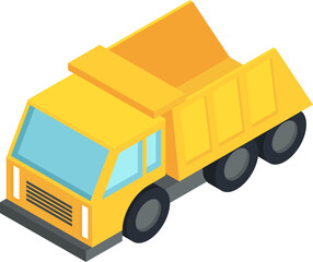 Industrial truck isometric icon. Construction heavy vehicle