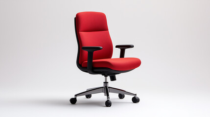 modern red office chair with ergonomic design, featuring adjustable armrests and sleek base, perfect for enhancing comfort and style in any workspace.