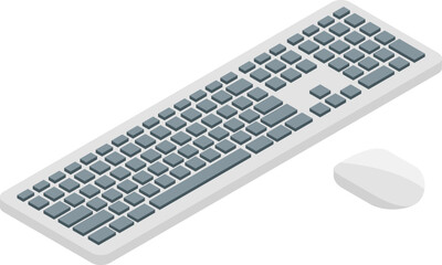 Isometric keyboard and mouse. Computer workspace controller icon