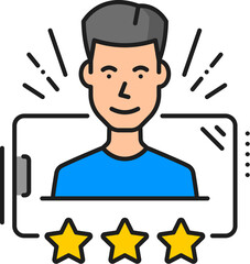 Blogging or social media content rating line icon. Social media digital technology, network blogging or Internet multimedia influence thin line vector pictogram. Blogger content rating outline symbol