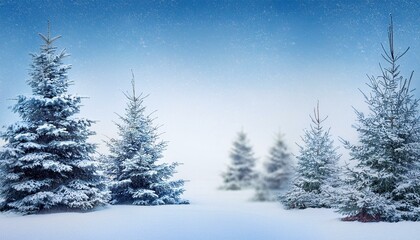 Naklejka premium Fir trees in the snow. Christmas and New Year background. Generative AI