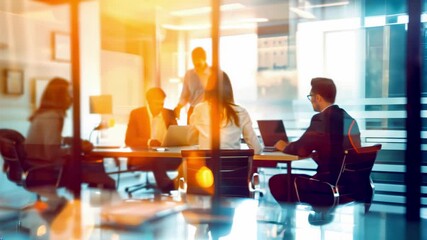 People working together in office conference room, business strategy teamwork brainstorming - Powered by Adobe