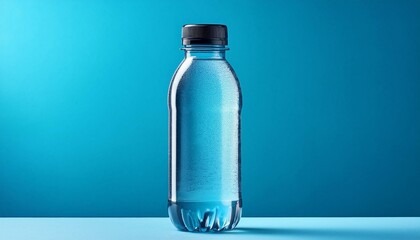 Water bottle mockup isolate on blue background