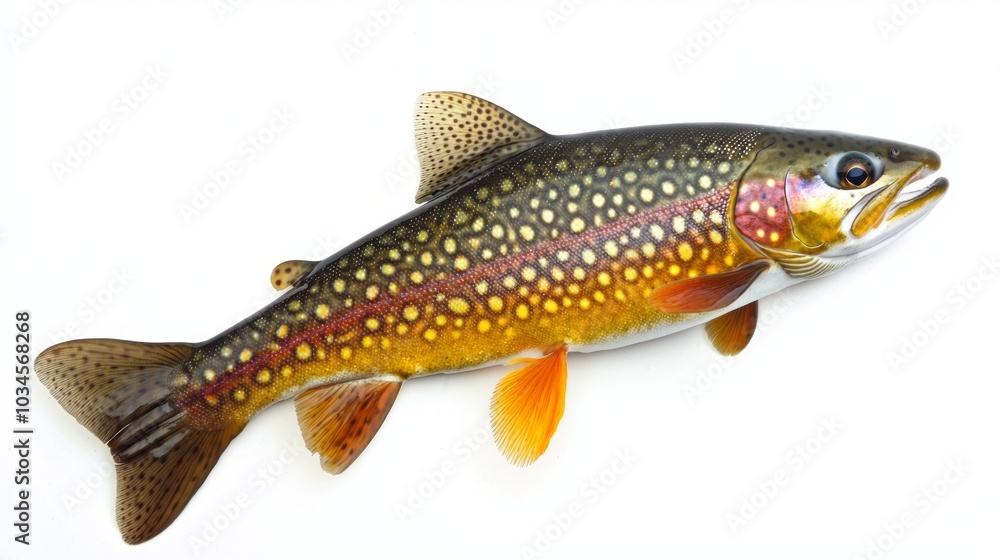 Poster brook trout displays its striking features including vibrant colors and intricate patterns emphasizi