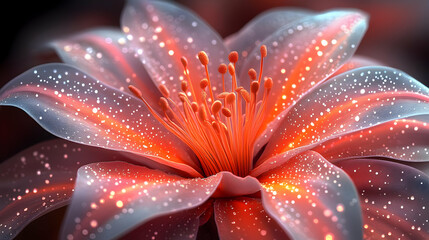 Close Up Illustration of a Glowing Red Flower with White Spots