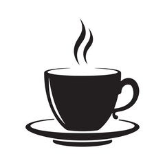 Obraz premium Hot Coffee in Cup silhouette vector illustration 