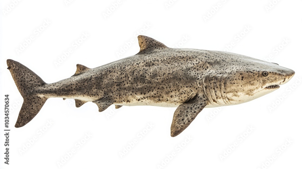 Poster greenland shark is displayed against a white background highlighting its distinctively patterned ski