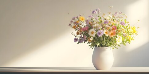 Colorful Bouquet in a White Vase