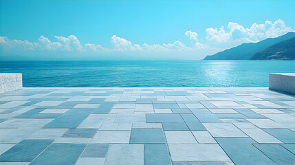 Obraz premium Blue Tiles Ocean View Background