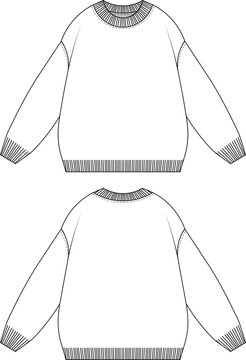 oversized white sweater front and back view clip art preview