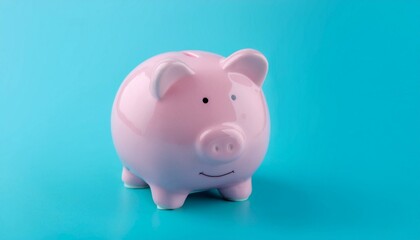 3D Piggy Bank For Coins Isolated On blue Background. Business and financial concept. 