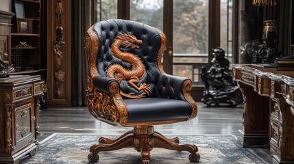 Elegant Dragon-Themed Luxury Office Chair for Professional Workspace